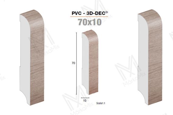 MM DL45 70x10 mm  padlószegély, Carpo G4 színben 2,40 m/ szál