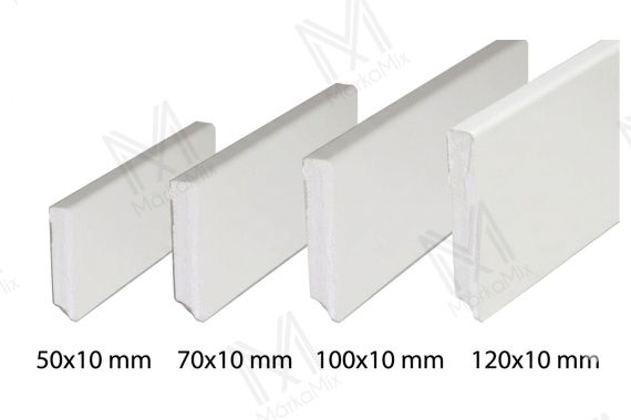 MM DL45 100x10 mm  padlószegély, Fehér RAL9003 színben 2,40 m/ szál