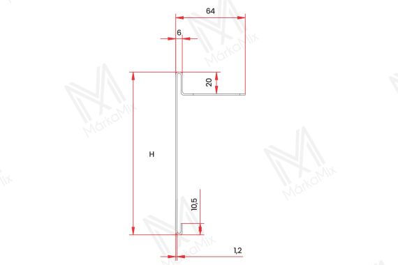 GRES 30 mm alumínium záróprofil, szín: antracit, 30x64 mm/2,40 m