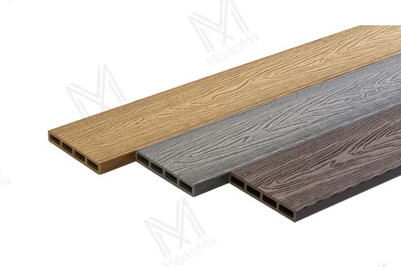 MM WPC Compact extrudált nyitott kerítésdeszka, 3D famintás, szín: Original Wood, 140x20x2400 mm
