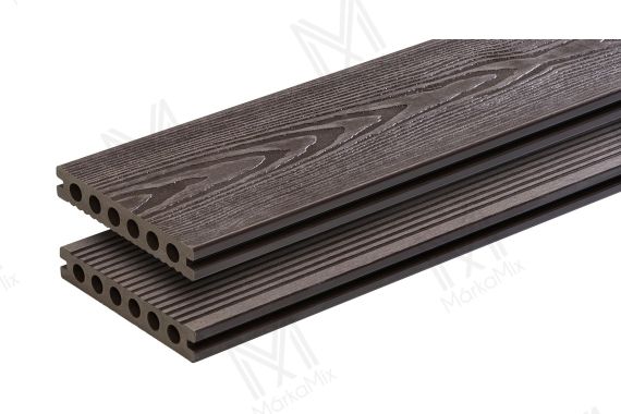 MM WPC Trusty extrudált teraszdeszka, 3D famintás/bordázott, szín: Dark Brown,  140x23x2900 mm