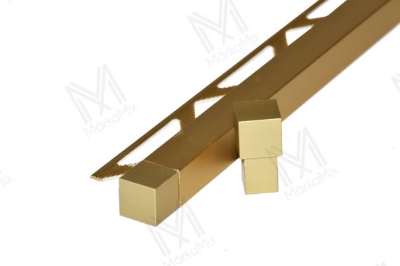 Aluminium Q négyzet 10 mm profilhoz sarokelem arany színben