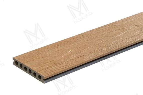 MM WPC Prestige Co-extrudált teraszdeszka, 3D famintás, szín: Light Gray / Customized Teak, 140x22x2900 mm