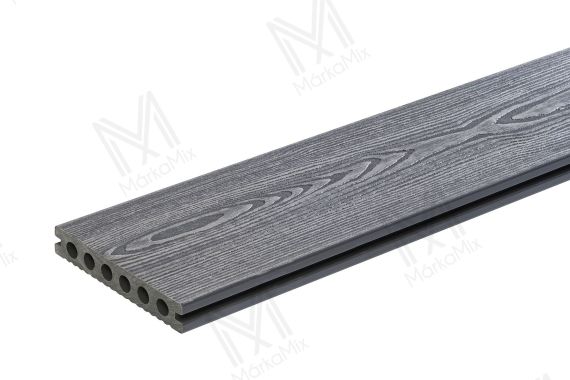 MM WPC Trusty extrudált teraszdeszka, 3D famintás/bordázott, szín: Light Gray, 140x23x2900 mm