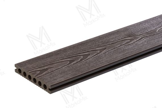 MM WPC Trusty extrudált teraszdeszka, 3D famintás/bordázott, szín: Dark Brown,  140x23x2900 mm