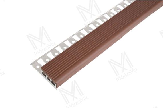 Aspro gumibetétes lépcsőprofil alumínium talppal  barna gumival 25x10 mm 2,50 m/ szál