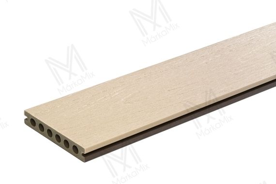 MM WPC Prestige Co-extrudált teraszdeszka, 3D famintás, szín: Dark Umber / Albus, 140x22x2900 mm