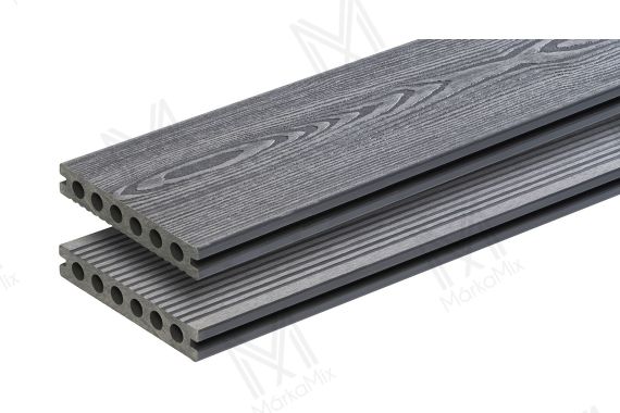 MM WPC Trusty extrudált teraszdeszka, 3D famintás/bordázott, szín: Light Gray, 140x23x2900 mm