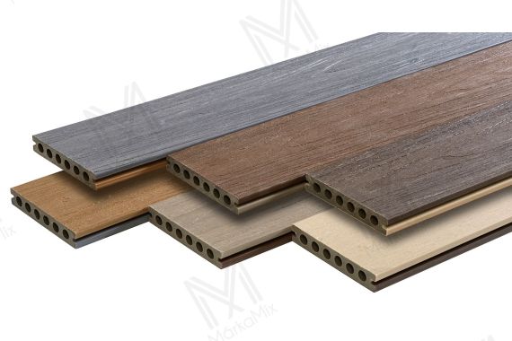 MM WPC Prestige Co-extrudált teraszdeszka, 3D famintás, szín: Dark Umber / Albus, 140x22x2900 mm