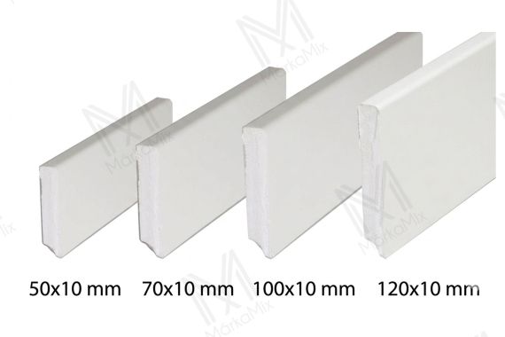MM DL45 120x10 mm  padlószegély, Fehér RAL9003 színben 2,40 m/ szál