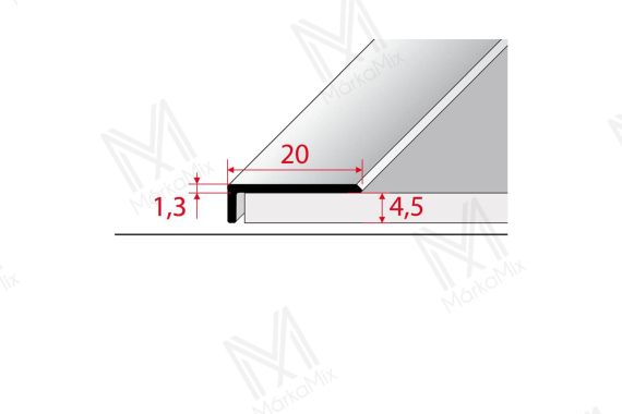 Alumínium lezáróprofil Vinyl, SPC 20x4,5 mm/2,70 m öntapadós eloxált pezsgő