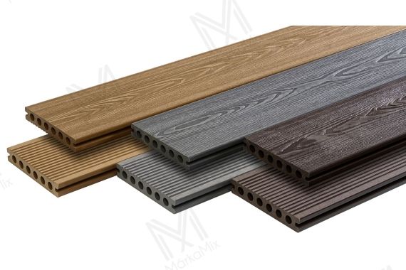 MM WPC Trusty extrudált teraszdeszka, 3D famintás/bordázott, szín: Dark Brown,  140x23x2900 mm