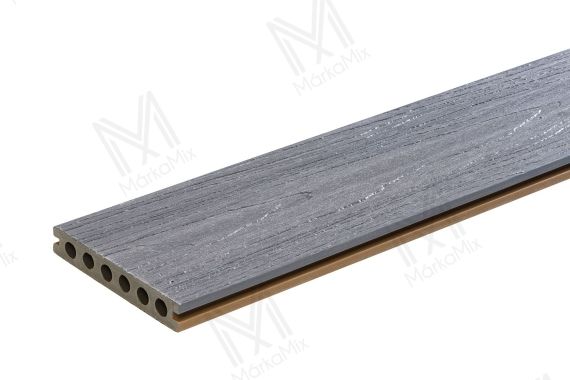 MM WPC Prestige Co-extrudált teraszdeszka, 3D famintás, szín: Light Gray / Customized Teak, 140x22x2900 mm