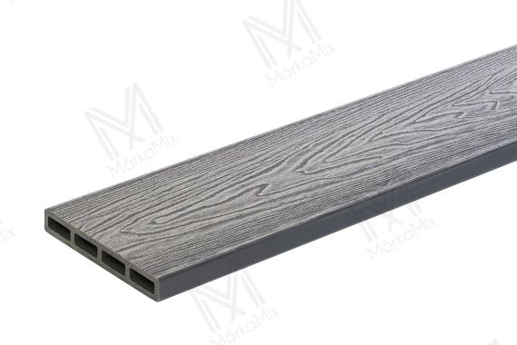 MM WPC Compact extrudált nyitott kerítésdeszka, 3D famintás, szín: Light Gray, 140x20x2400 mm