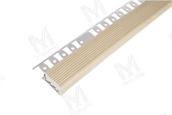Aspro gumibetétes lépcsőprofil alumínium talppal  bézs gumival 25x10 mm 2,50 m/ szál